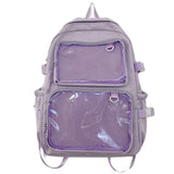 Sac à dos Ita transparent violet, vue de face, parfait pour une touche de couleur et d'originalité