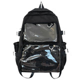 Sac à dos Ita transparent noir, vue de face, pour un look chic et discret
