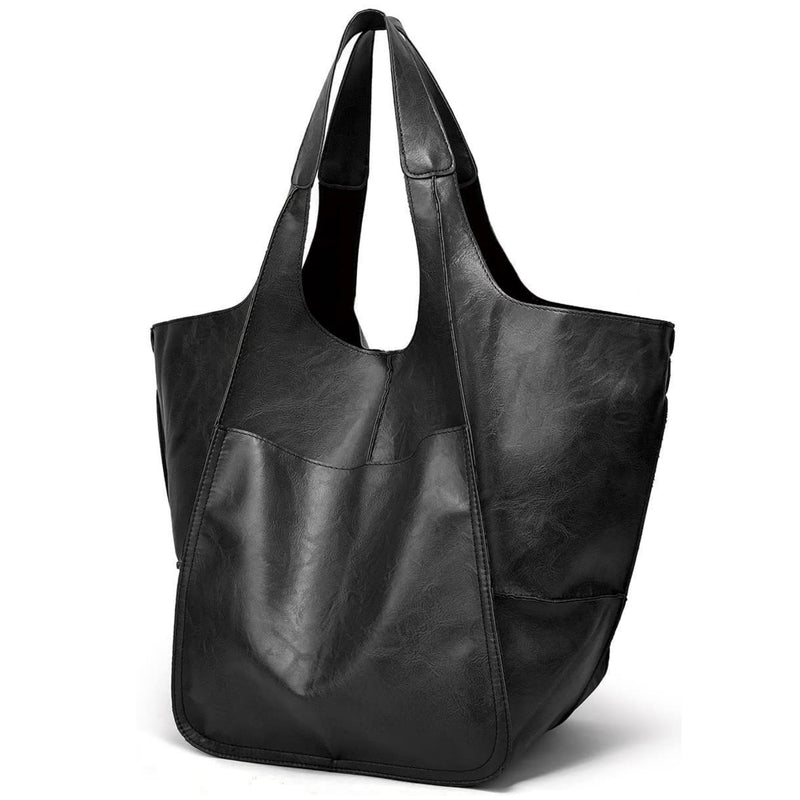 Sac à main hobo noir grande capacité pour femme, vue de face
