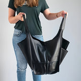 Sac à main hobo noir grande capacité, vue arrière