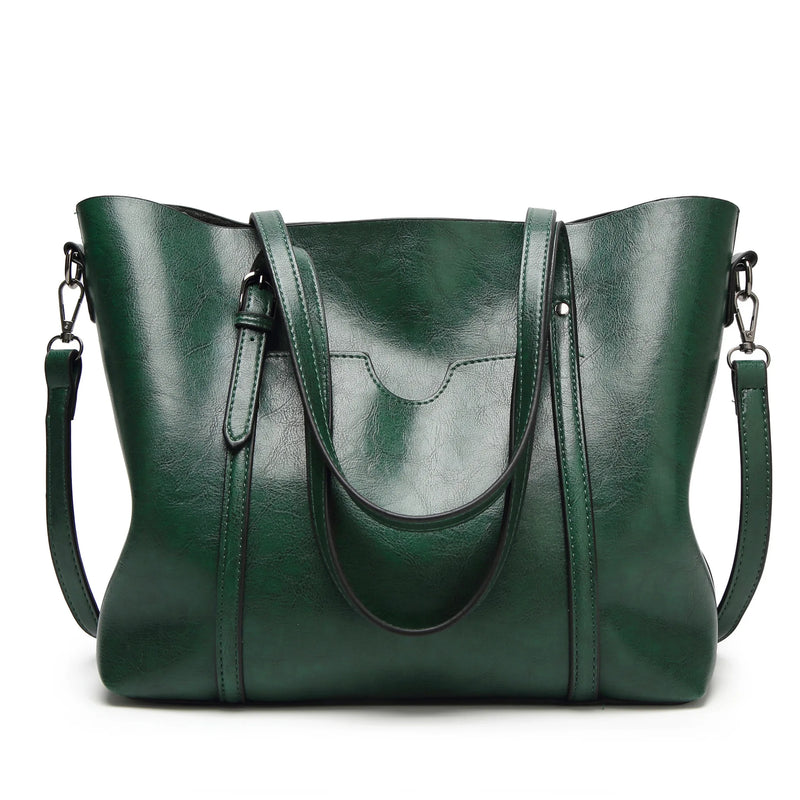 Sac à main femme en similicuir couleur vert émeraude, vue de face