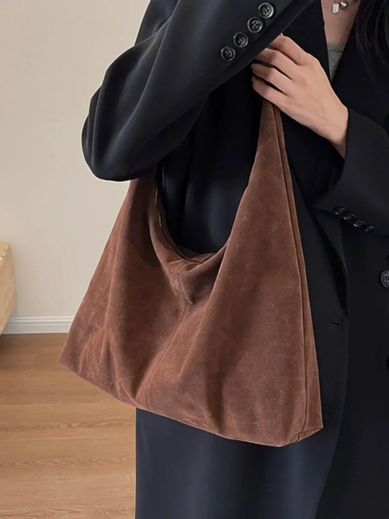 Sac à main femme grand volume effet velours – Style bohème chic