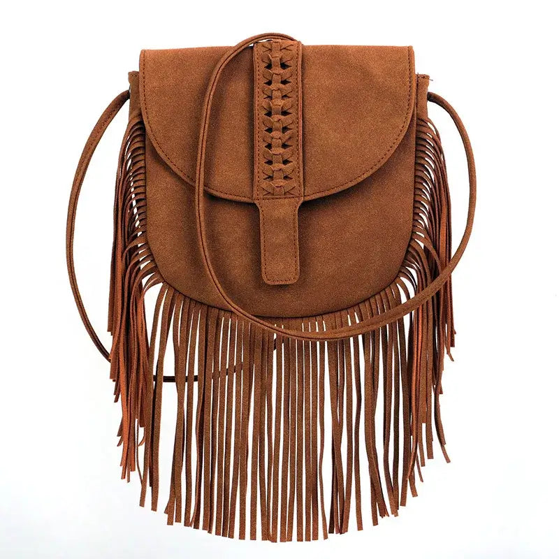 Sac bandoulière femme bohème chic à franges et pompons