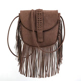 Sac bandoulière femme bohème chic à franges et pompons