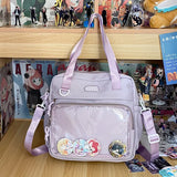 Sac bandoulière Y2K Itabag violet clair avec badges colorés