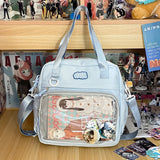 Sac bandoulière Y2K Itabag bleu pastel avec illustrations d'anime