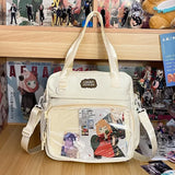 Sac bandoulière Y2K Itabag blanc cassé avec badges et illustrations