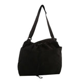 Sac bandoulière femme noir avec cordon de serrage et poches
