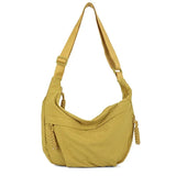 Sac hobo bandoulière en tissu doux couleur jaune moutarde, vue de face
