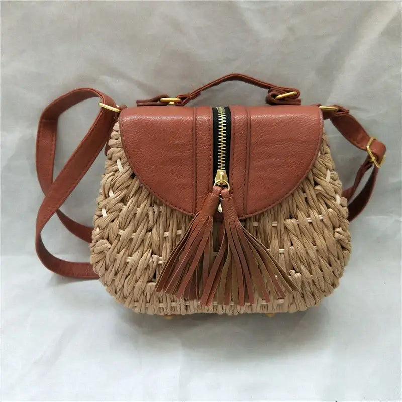 Sac bandoulière femme en paille tressée – Bohème Chic