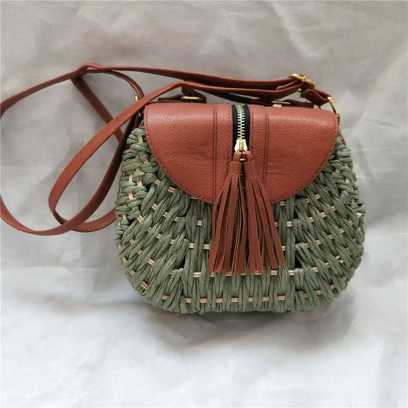 Sac bandoulière femme en paille tressée – Bohème Chic