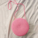 Sac bandoulière femme rond en paille tressée style bohème chic