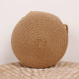 Sac bandoulière femme rond en paille tressée style bohème chic