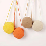 Sac bandoulière femme rond en paille tressée style bohème chic
