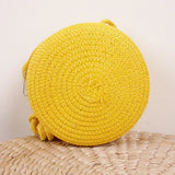 Sac bandoulière femme rond en paille tressée style bohème chic