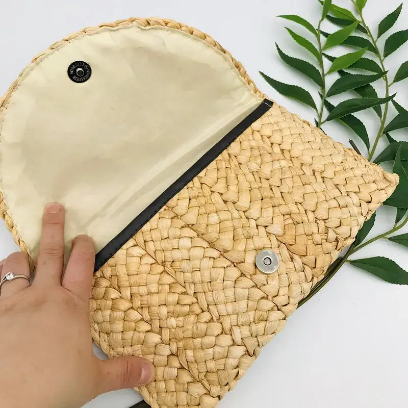 Sac Cabas Femme en Paille Tressée Style Bohème Chic