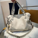 Grand sac cabas femme blanc en cuir PU avec bandoulière, élégant et spacieux