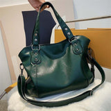 Sac cabas femme vert foncé en cuir PU, design moderne et pratique
