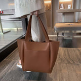 Sac cabas en similicuir souple de grande capacité couleur unie - EMAKUJITIA