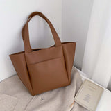Sac cabas en similicuir souple de grande capacité couleur unie - EMAKUJITIA