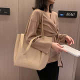 Sac cabas en similicuir souple de grande capacité couleur unie - EMAKUJITIA