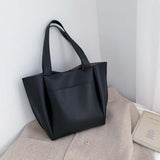 Sac cabas en similicuir souple de grande capacité couleur unie - EMAKUJITIA