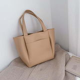 Sac cabas en similicuir souple de grande capacité couleur unie - EMAKUJITIA
