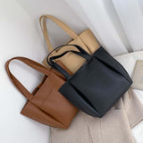Sac cabas en similicuir souple de grande capacité couleur unie - EMAKUJITIA