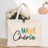 Sac fourre-tout en toile beige avec le message 'Les meilleures Mamies sont promues'