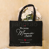 Sac fourre-tout en toile beige avec le message 'Mamie en Or'