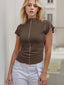 Trendy High Neck T-shirt with Contrast Stitching