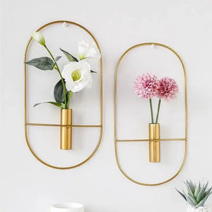 Jarrón de arte nórdico para decoración de pared con flores