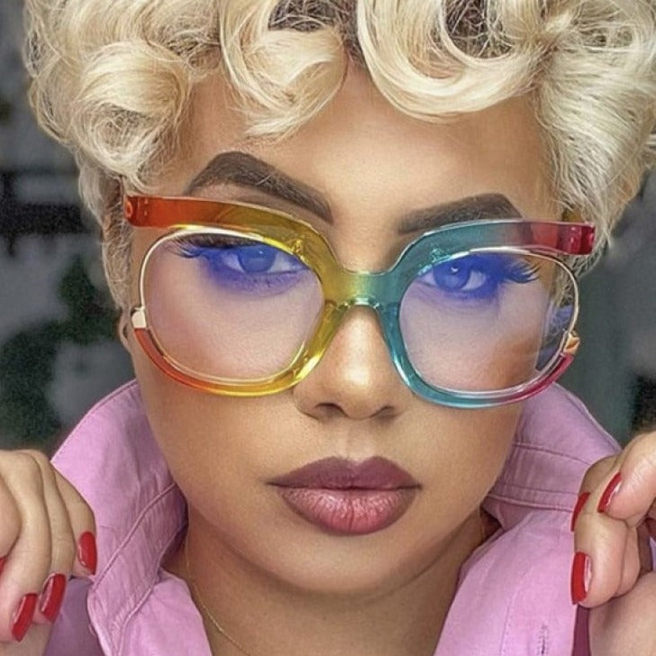 Retro multicolor anti-blue light glasses